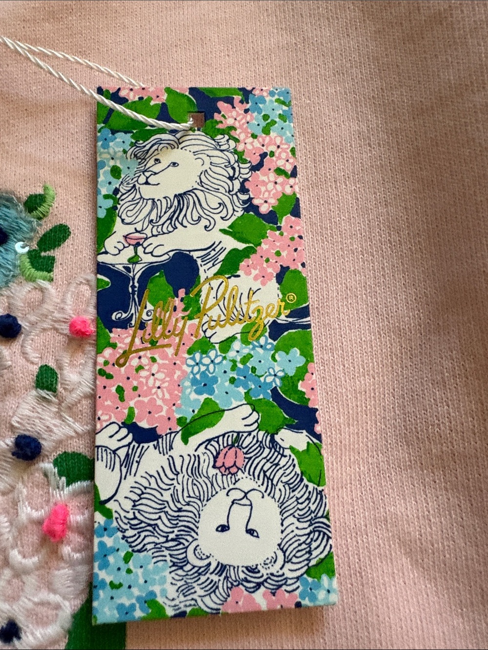 Lilly Pulitzer Pink Embroidered Lion Crewneck Sweatshirt - Picture 3 of 6